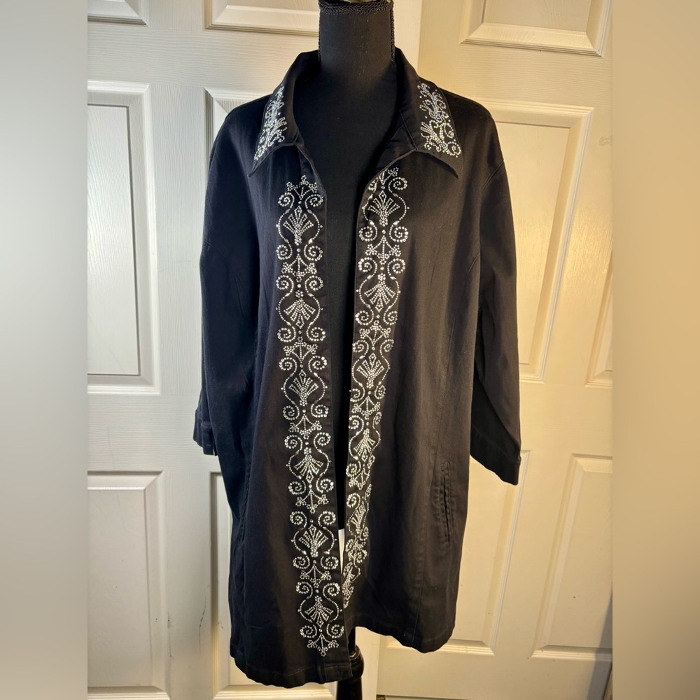 Black rhinestone accented Jean Jacket / Blazer super cool 3X